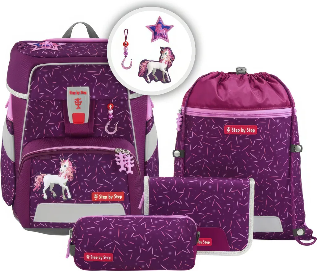 Cartable école primaire Licorne pour CP CE1 Set complet de 5 pièces