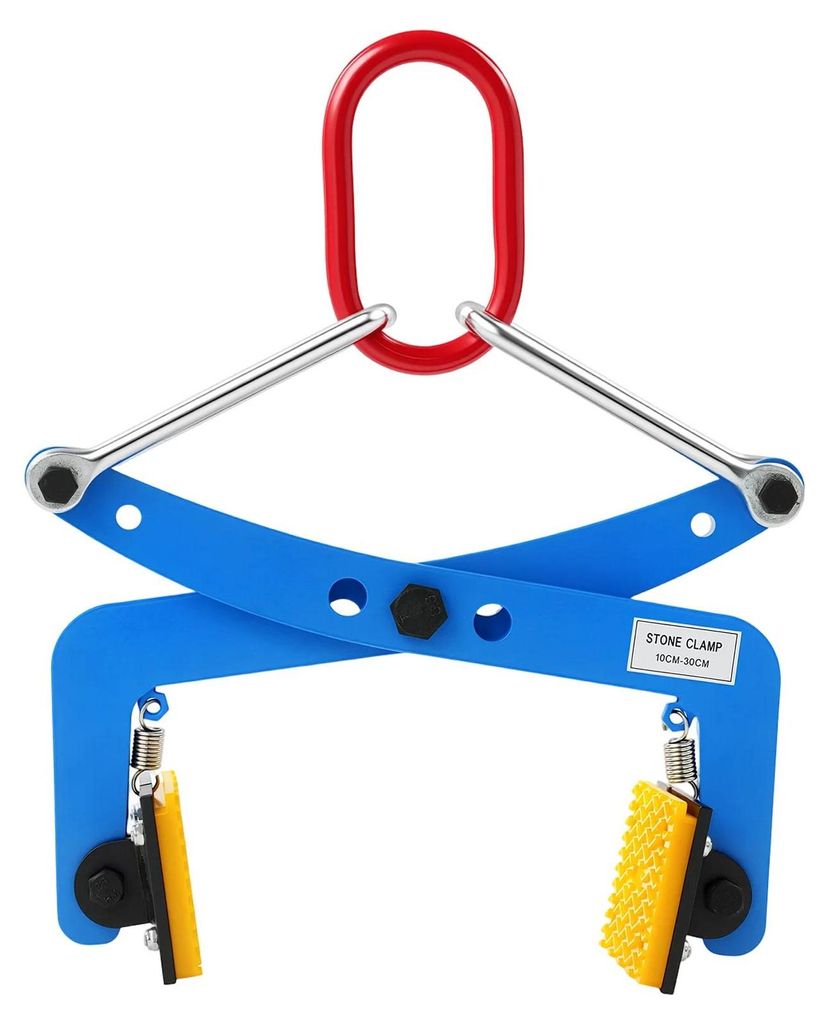 Steinhebeklemme - Vertikale Plattenklemme - Verstellbare Öffnung 10–30 cm - Tragkraft 300 kg - Q235-Stahl - Rutschfeste Gummipads - Blau