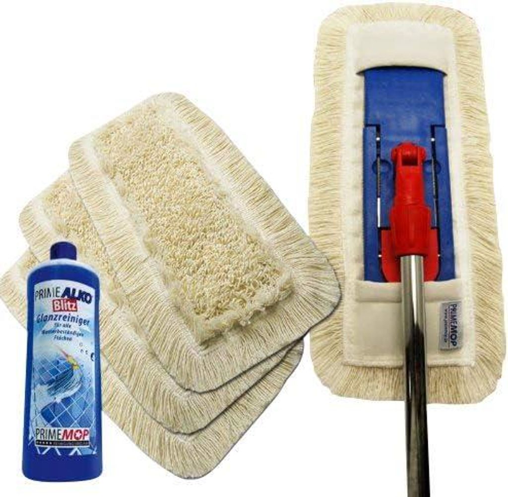 PrimeMop 6 in 1 Set Bodenwischer 50 cm aus Baumwolle Gratis Reiniger