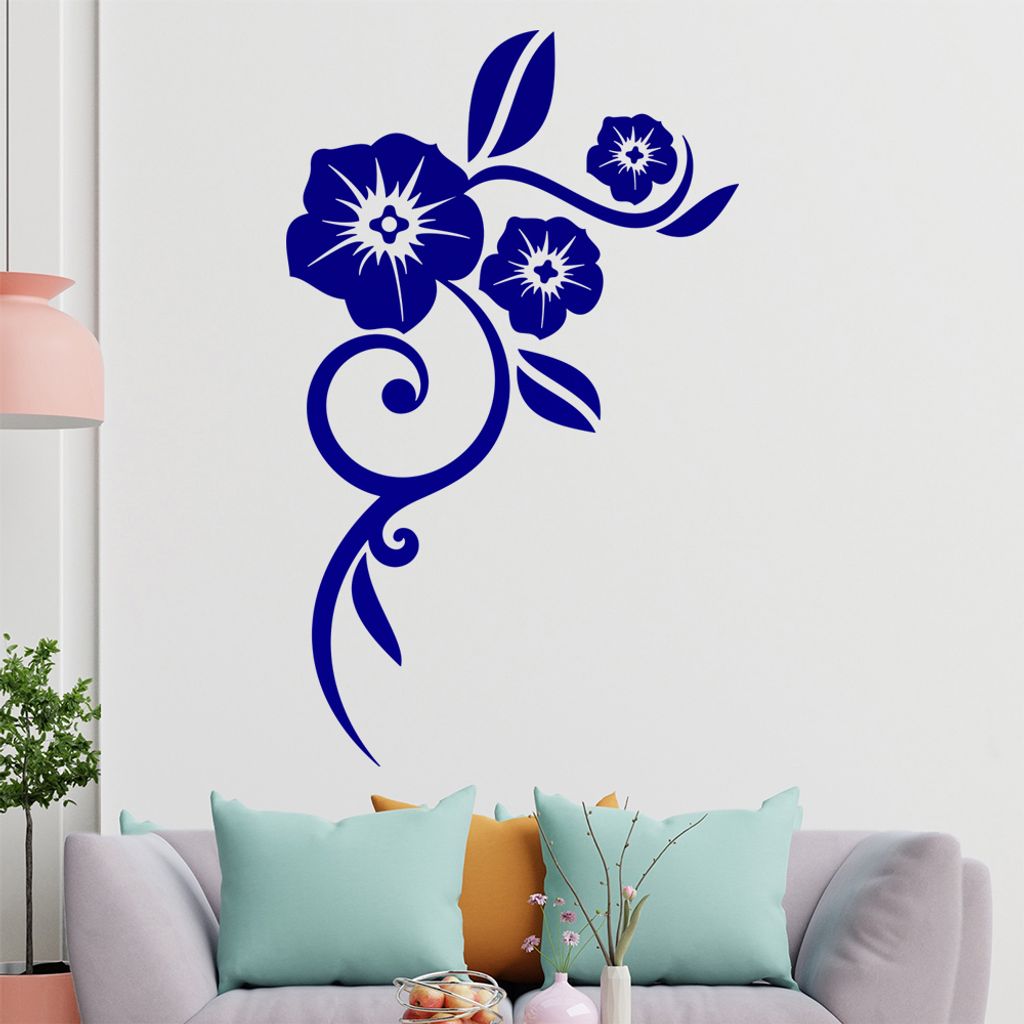 Blume - Linien Wandtattoo in 6 Größen - Wandaufkleber Wall Sticker - Dekoration, Küche, Wohnzimmer, Schlafzimmer, Badezimmer