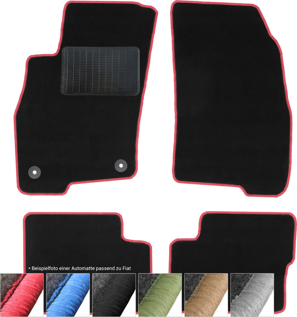 Tappetini Auto in Velluto per Fiat Marea (185) 1996-2003 Nero/Rosso