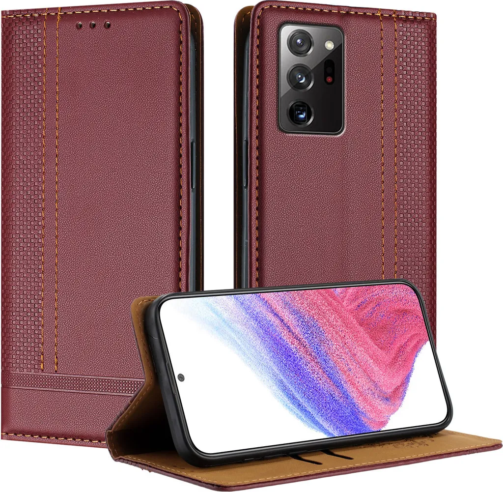Custodia per Samsung Galaxy Note 20 Ultra in pelle con funzione stand Rosso scuro