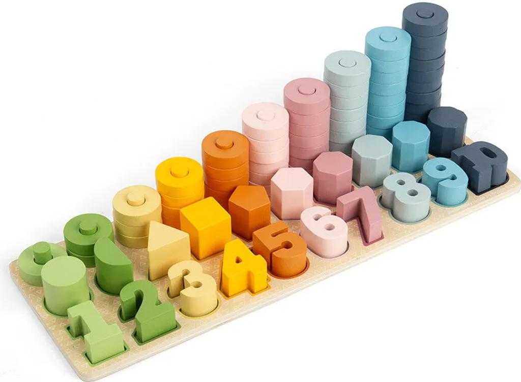 Planche à Compter Multicolore en Bois Naturel - Apprentissage des Chiffres