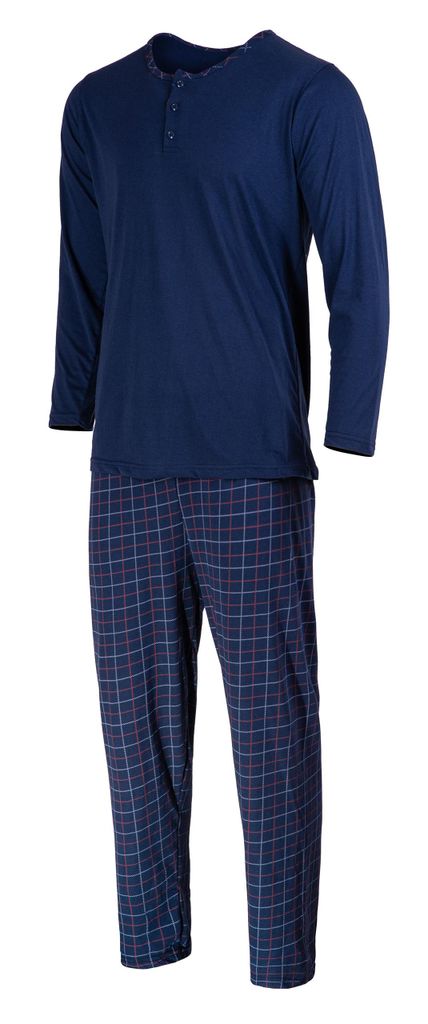 Schlafanzug Herren Lang Pyjama Baumwolle Zweiteiliges Set Produktbild 