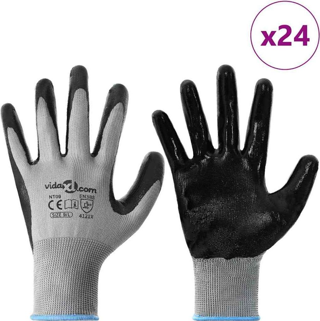 "Winter Sale" Arbeitshandschuhe 24 pcs - Montage erforderlich - Grau und Schwarz 9 / l Polyester - Arbeitshandschuhe clorisNeu285784 - Arbeitshands...