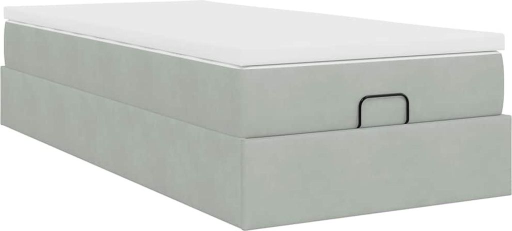 Ottoman-Bett mit Matratze Hellgrau 80x200 cm Samt