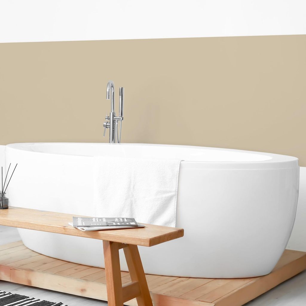 Wandverkleidung Bad mit Motiv selbstklebend - 0.61 mm Wandpaneel matt wasserfest Design beige Unifarben Badrückwand fugenlos 250x70 cm