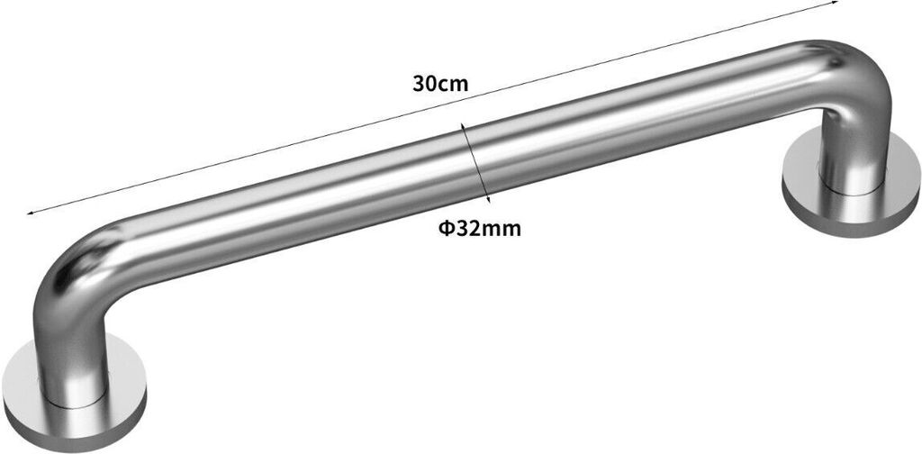 Edelstahl Haltegriff Griff Wandgriff Bad Badewanne Dusche Stange gebürstet chrom Ø32mm, 30cm, gebürstet