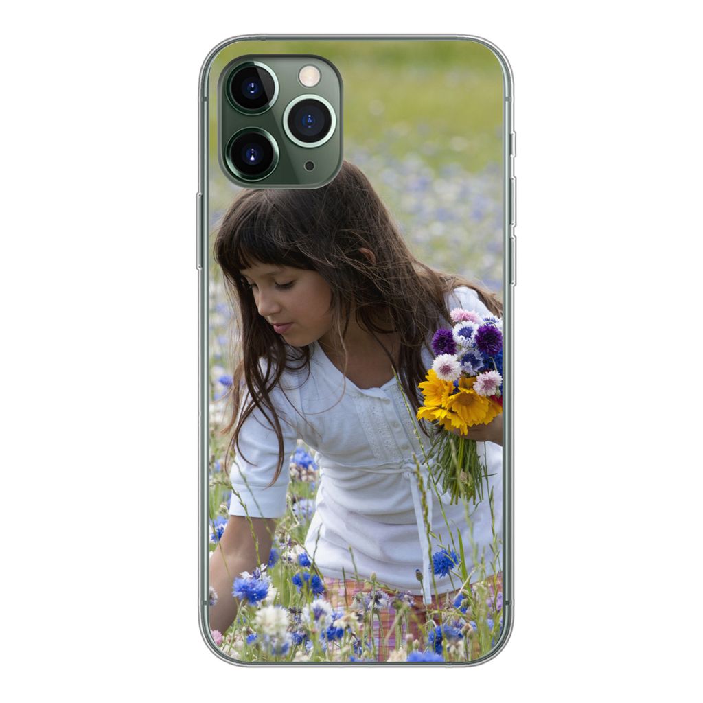 MuchoWow Handyhülle Schutzhülle Hülle für iPhone 11 Pro Mädchen - Blumen - Wiese Silikon Softcase Handy Hülle - Handy