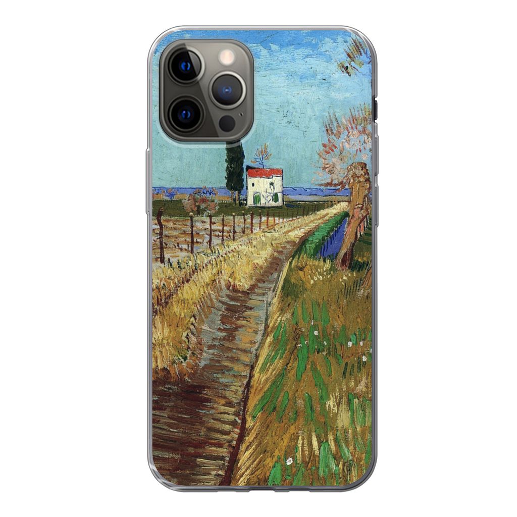 MuchoWow Handyhülle Schutzhülle Hülle für iPhone 13 Pro Weg durch ein Weidenfeld - Vincent van Gogh Silikon Softcase Handy Hülle - Handy-Tasche