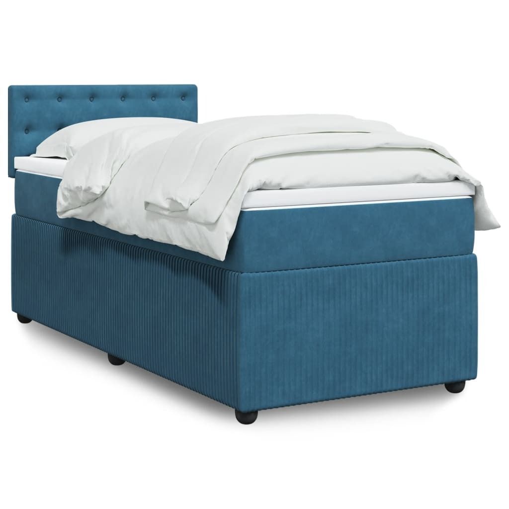 Eleganten-Stil Boxspringbett mit Matratze Blau 90x200 cm Samt,64,32 Kg cloris7630523