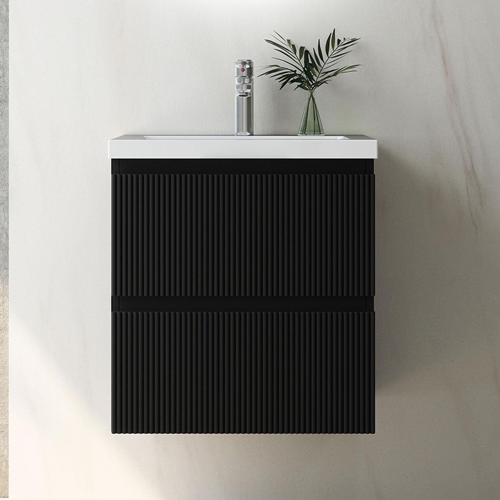 Waschtisch mit Unterschrank 50cm BOKAV Badmöbel Set Schwarz Produktbild 