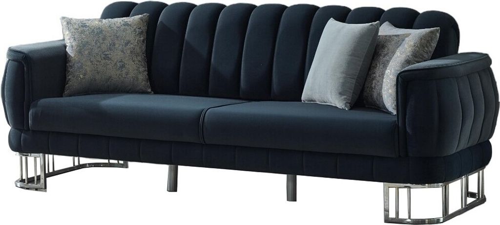 Villa Möbel Sofa Apollon Anthrazit 3-Sitzer Relax- und Bettfunktion, pflegeleichter Mikrofaser Samtstoff, inkl. Kissen