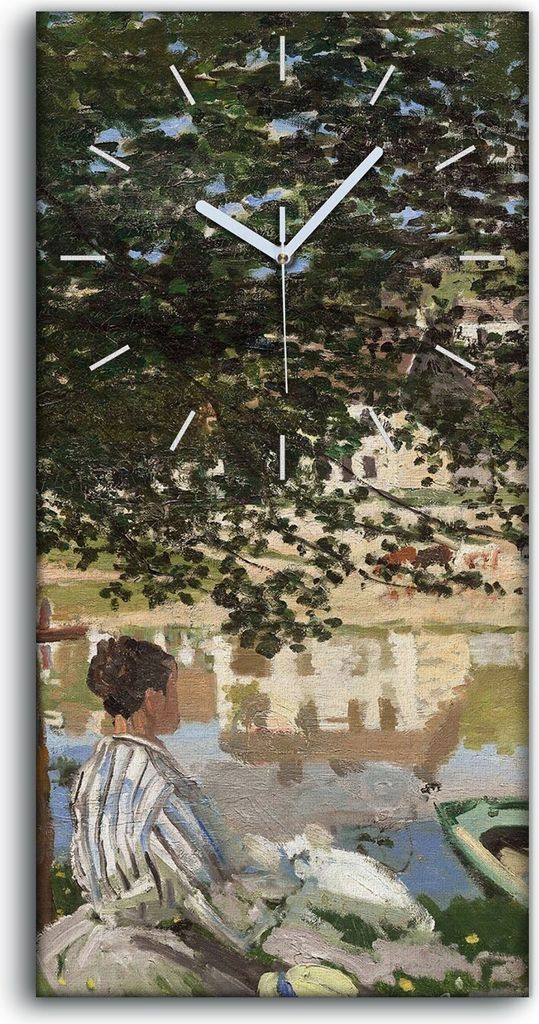Wandbild Leinwand Bilder Wanduhr Geräuschlos 30x60 Am Ufer der Seine Bennecourt - weiße Hände