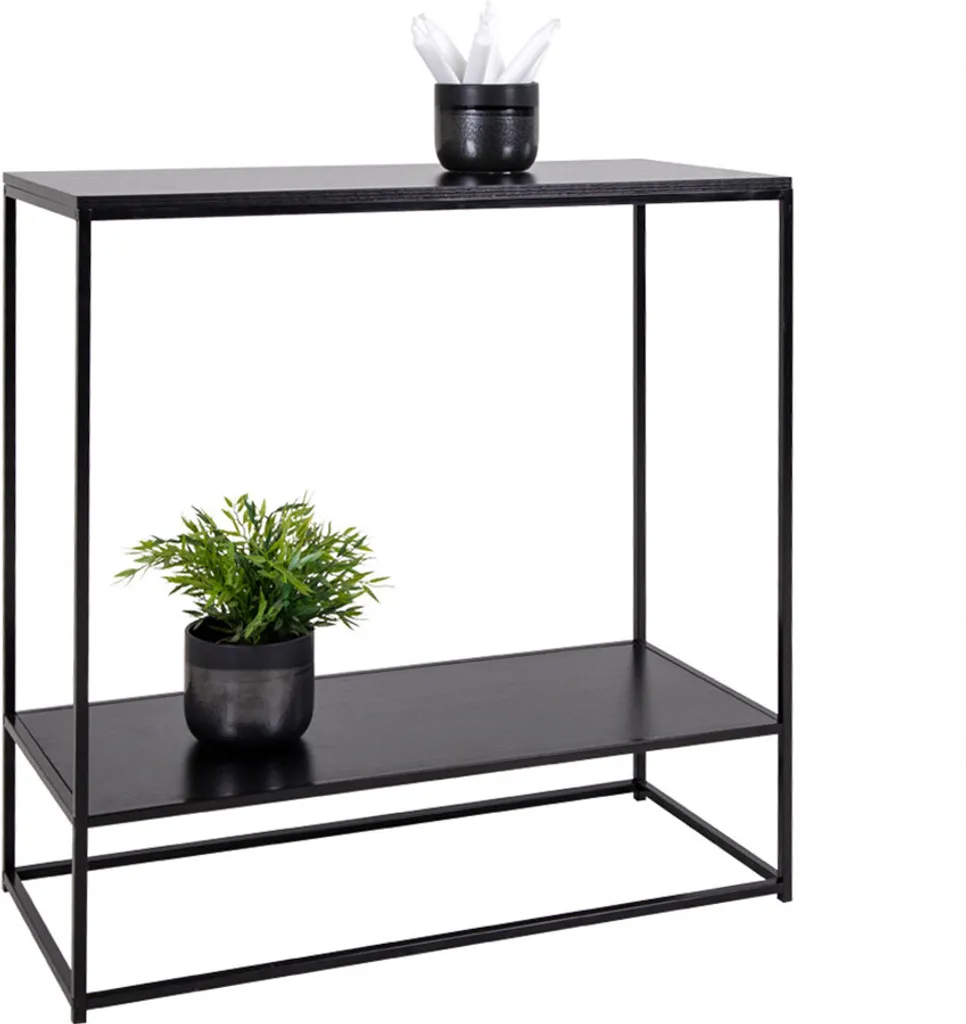 Console de salon noire Dina 80 cm, meuble d'appoint entrée moderne