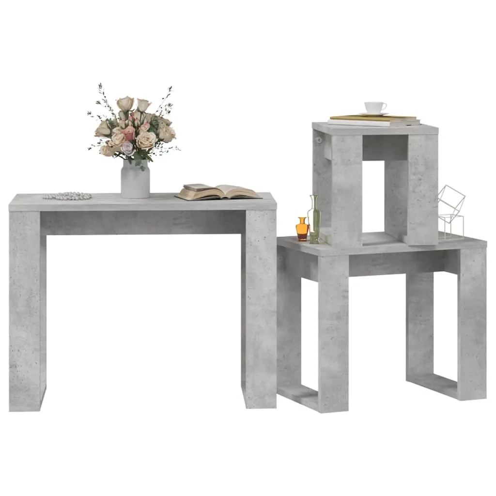 Tables gigognes modulables pour salon lot de 3 d'appoint style béton