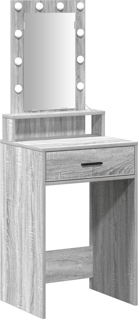 Möbel Schminktisch mit LED-Lichtern in Grau Sonoma, 50x41x140 cm - Schminktische 865159