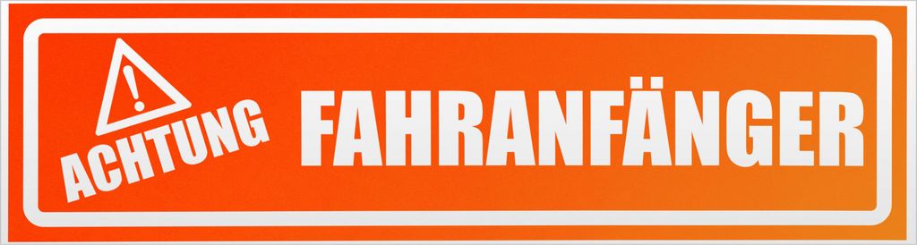 Kiwistar Achtung Fahranfänger invertiert Magnetschild Schild magnetisch - 60cm Neonorange - Magnetfolie für Auto PKW Kfz