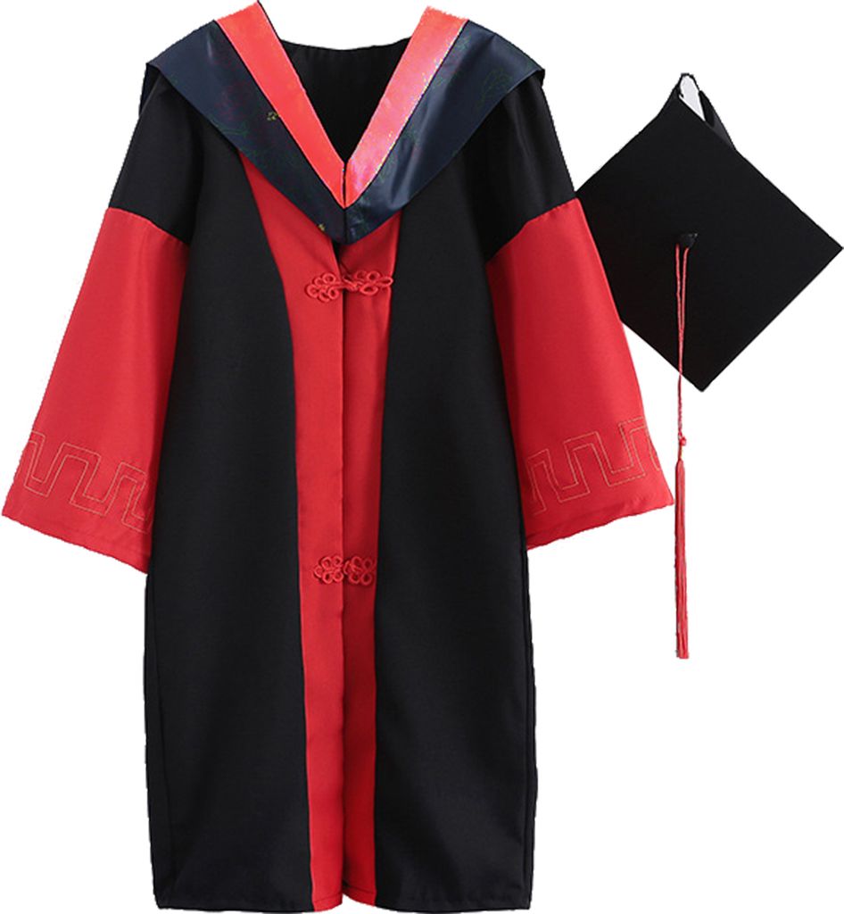 1 Set Abschluss Uniform Anti-deformierte, atmungsaktive Polyester Elegante festliche akademische Uniform für Unisex-Rot ,Größen:XL