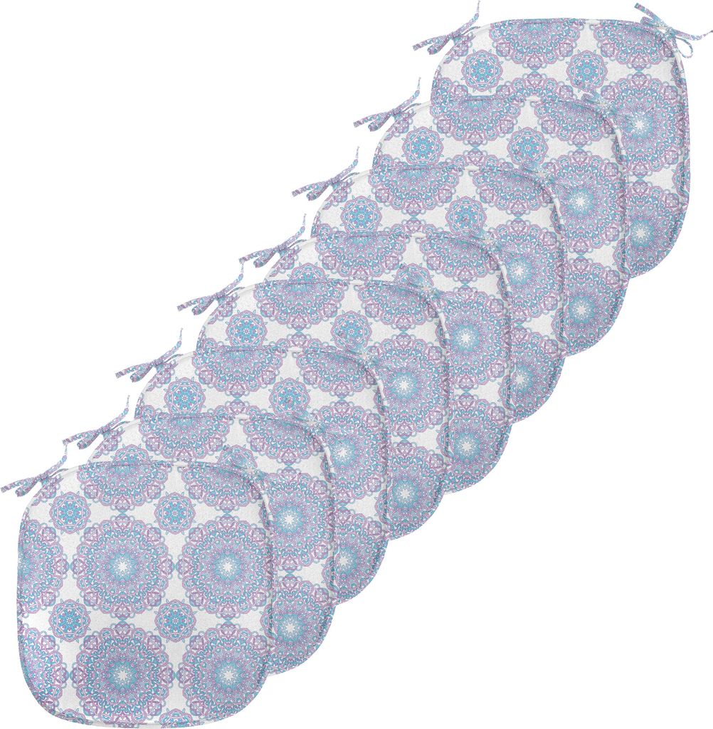 ABAKUHAUS Mandala Polster für Esszimmerstühle, Yoga Meditation Pastell, Dekoratives wasserfestes Kissen mit Riemen für Küchensitze, 40 cm x 40 ...