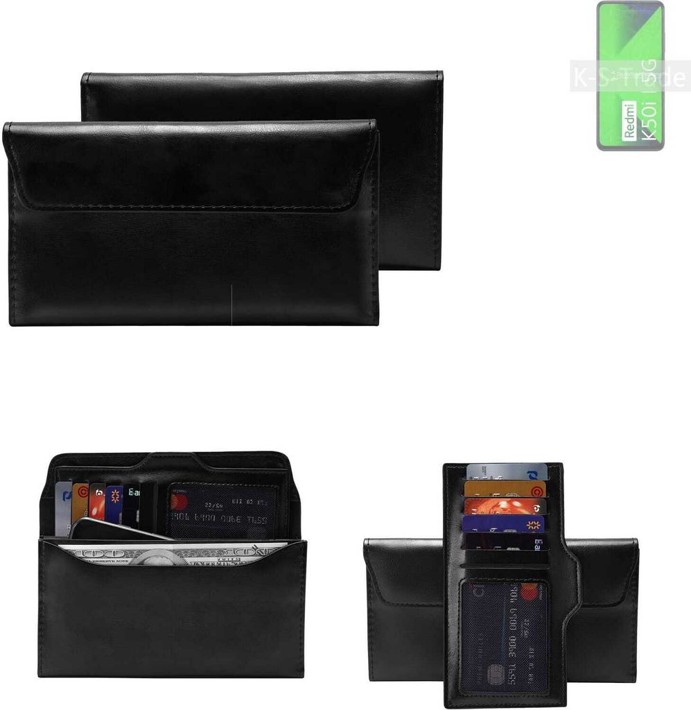 K-S-Trade Handy Hülle kompatibel mit Xiaomi Redmi K50i 5G Schutz Hülle Tasche Schutz Case Handytasche Kunstleder schwarz, 1x