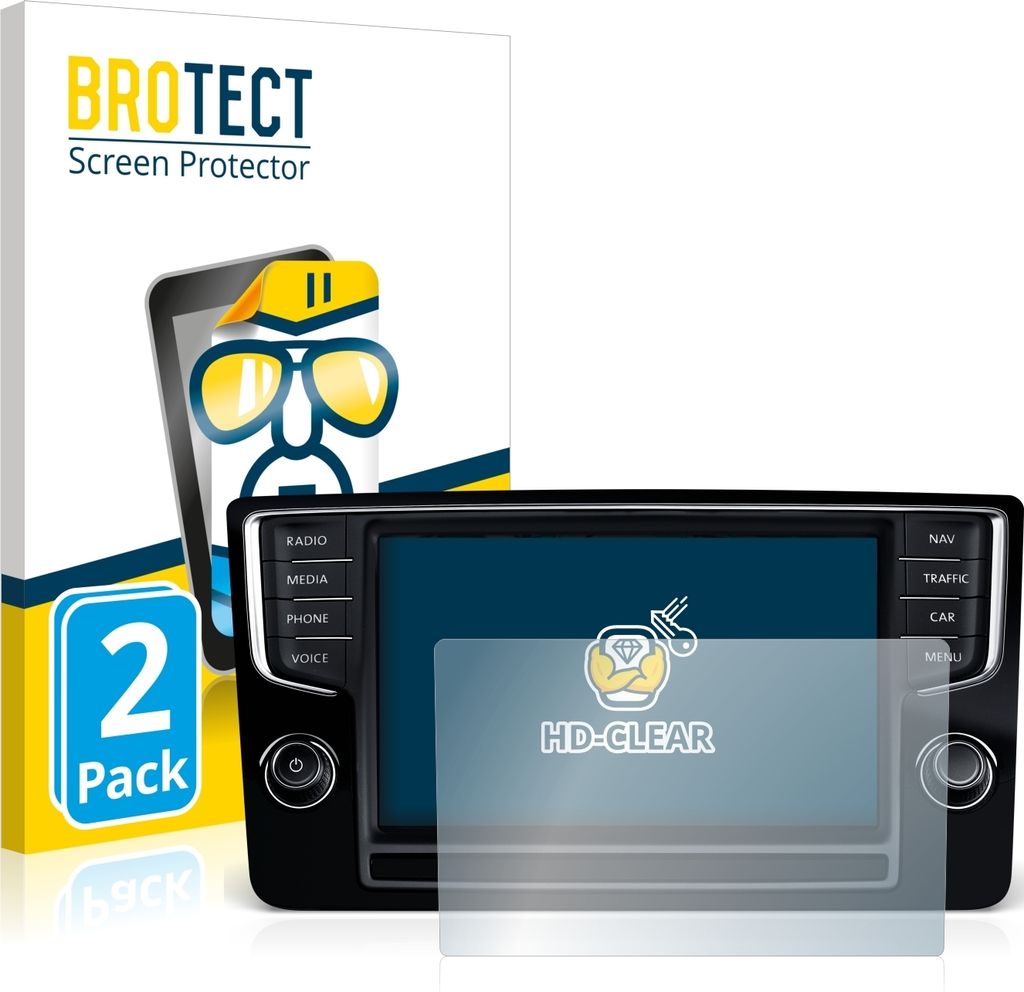 2x Für Volkswagen Golf Sportsvan 2015 Discover Pro 8" 2014 Schutzfolie BROTECT Displayschutz Display Schutz Folie Klar Transparent