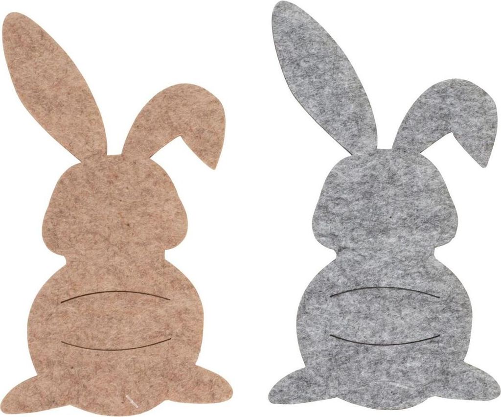 12 Stück Besteckhalter Osterhase Filz Grau Braun Produktbild 