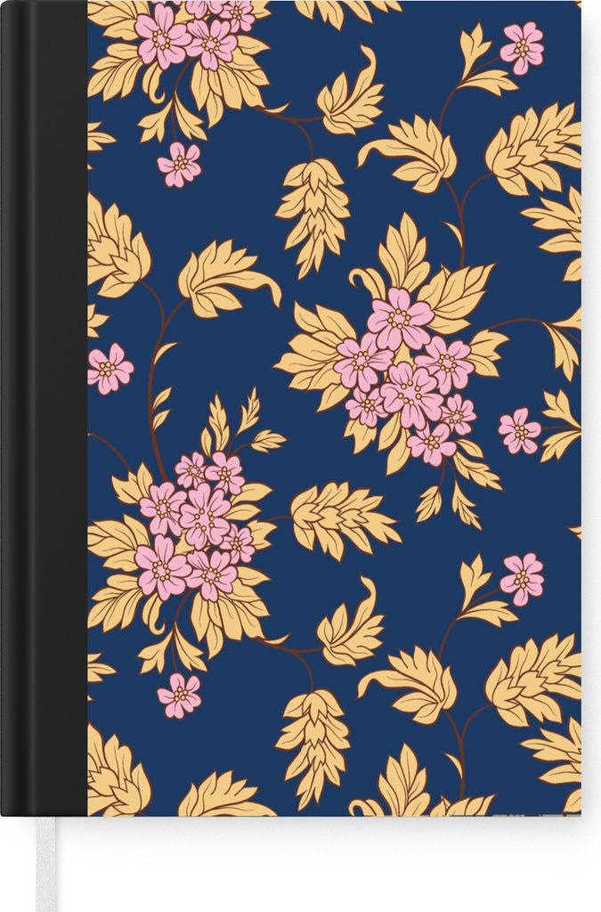 MuchoWow Notizbuch Tagebuch Haushaltsbuch Notebook A5 Blüte - Blätter - Rosa - Gold - Muster - Notizblock - Notizheft - Notebook - Schreibblock...