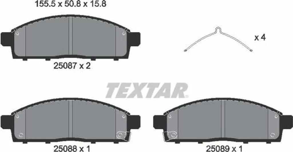 Jeu de plaquettes de frein TEXTAR 2508703 haute résistance pour Fullback