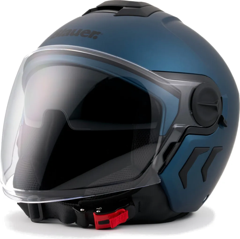 Casque Jet Moto Bleu Mat DJ-01 XL - Idéal pour Trajets Urbains Été