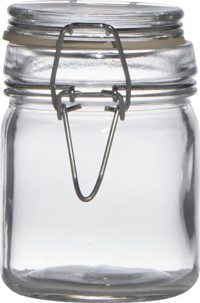 INNA-Glas Mini Drahtbügelglas Poppy mit Deckel, Zylinder - rund, klar, 9cm, Ø 6.5cm - Vorratsglas