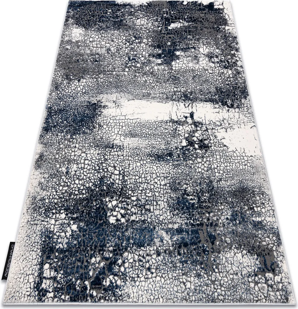 Tapis de Salon Design Abstraction Structurale Bleu et Crème 140x190