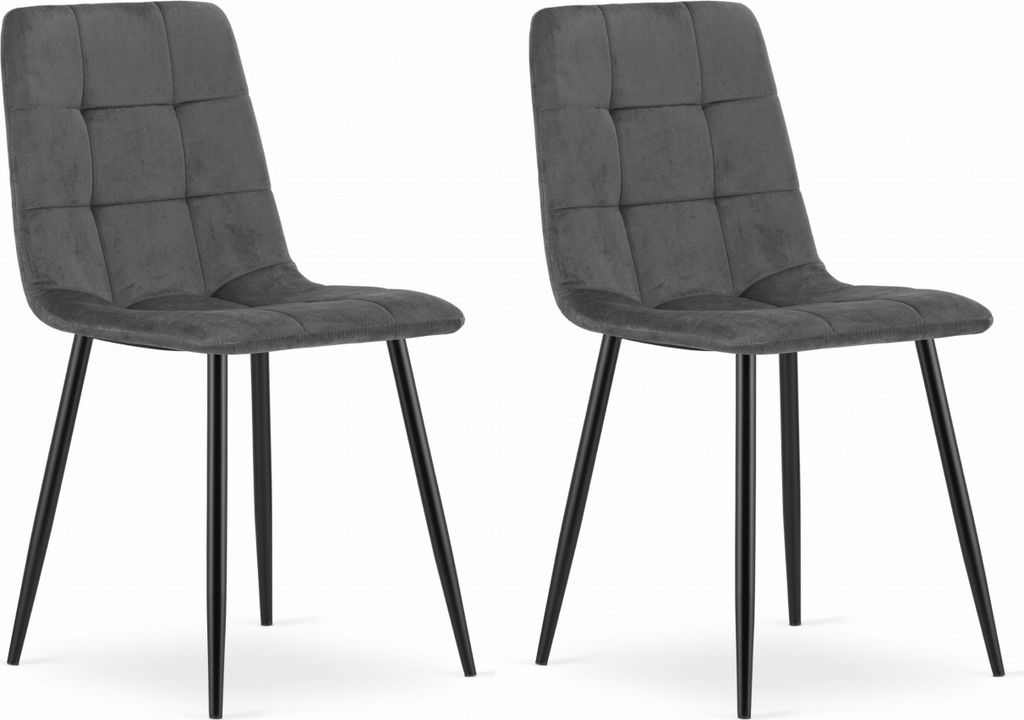 CETARA dunkelgrauer Samtstuhl mit Armlehnen Metallbeine für Wohnzimmer, Büro, Schlafzimmer, 2 Stück, Maße 45x87x51 cm, Belastung bis 110 kg