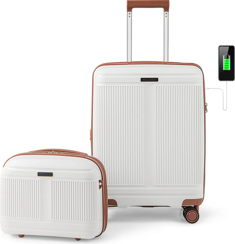 Valise cabine 20 pouces avec port USB et serrure TSA - Set de 2 bagages