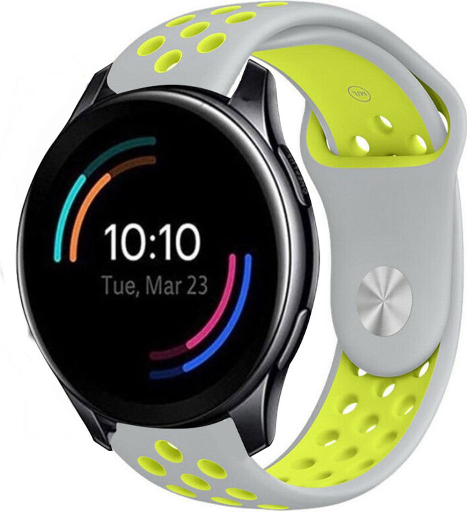 Strap-it OnePlus Watch Sportarmband (Grau/Gelb)