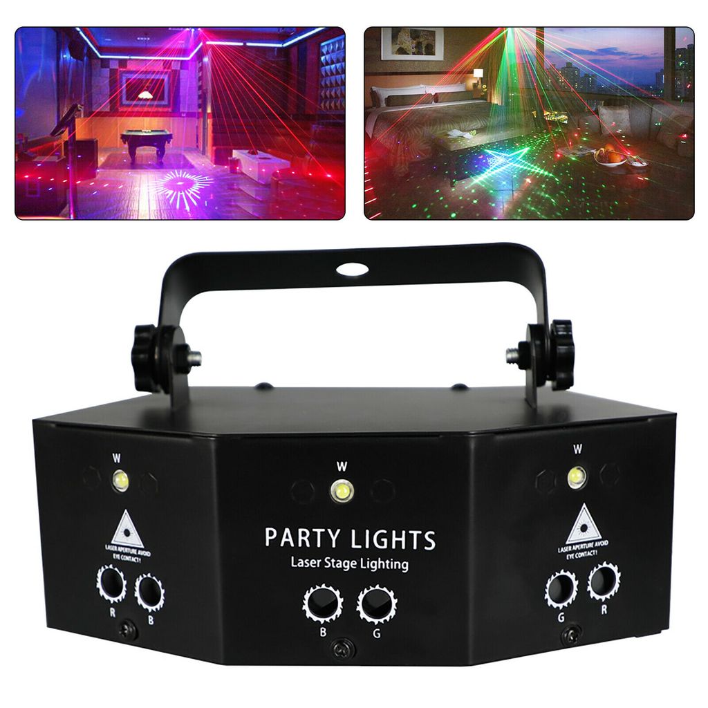 RGB Laser LED Bühnenbeleuchtung 120 Muster 8 Lens Projektor Disco DJ Party Licht 