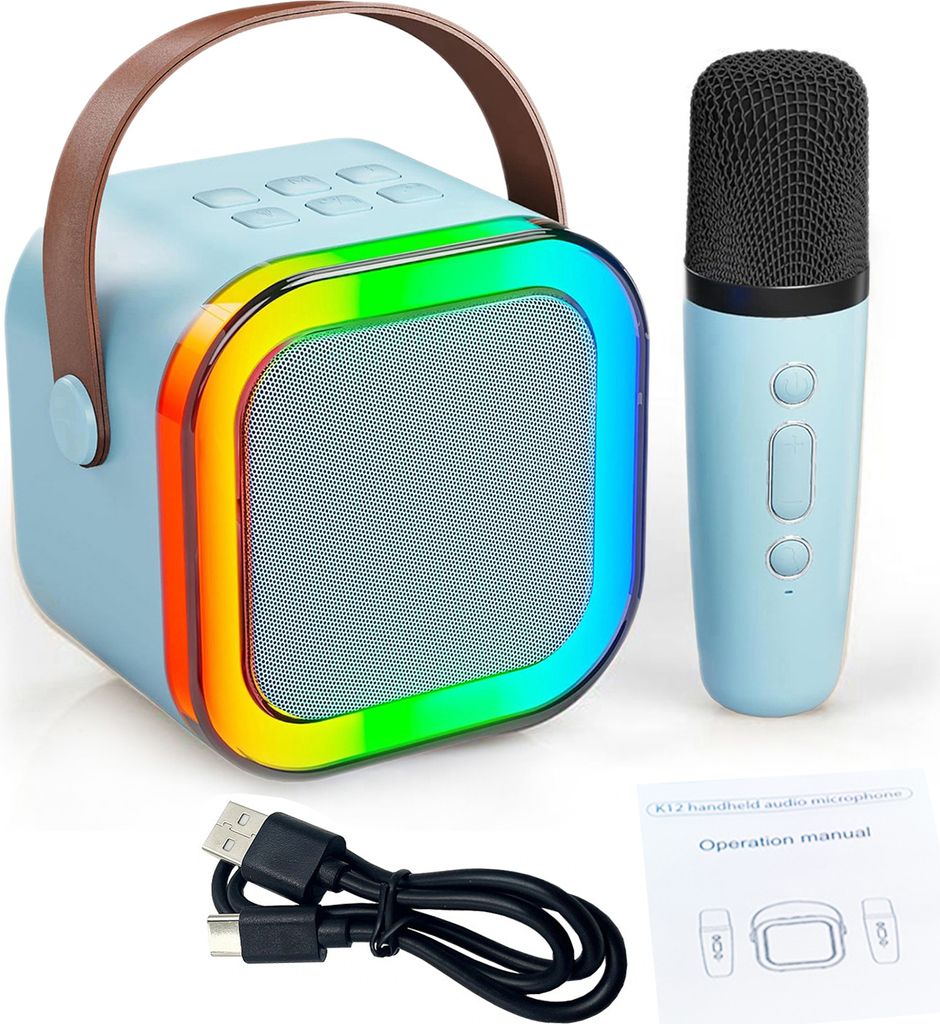 Bluetooth-kompatibel Mini Karaoke Maschine mit Mikrofon 5 Sound Effekte High Power Kompakte Tragbare Karaoke Lautsprecher Set