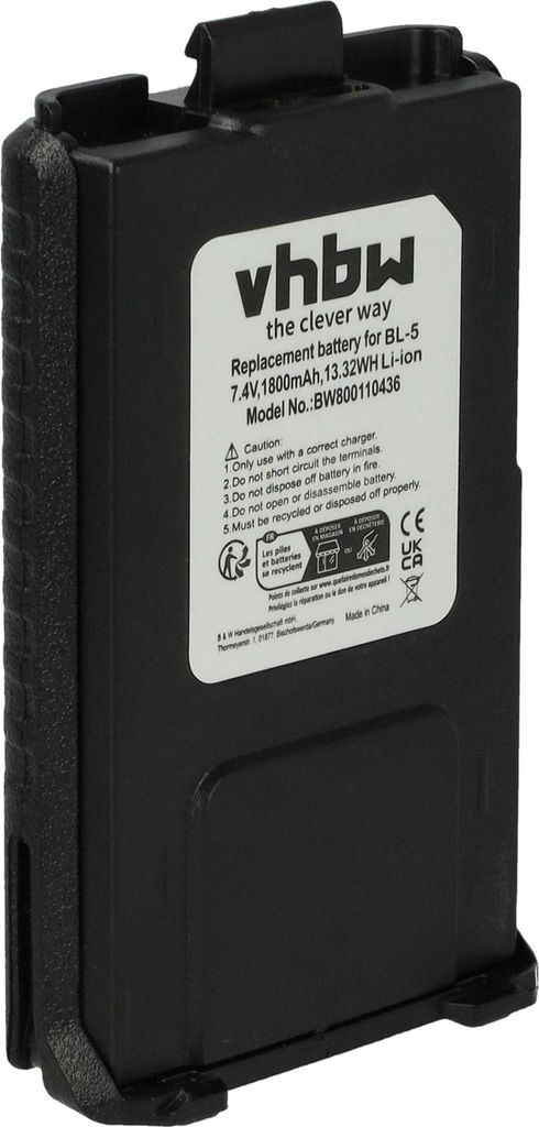 vhbw Akku Ersatz für Baofeng BL-5 für Funkgerät, Walkie Produktbild 1