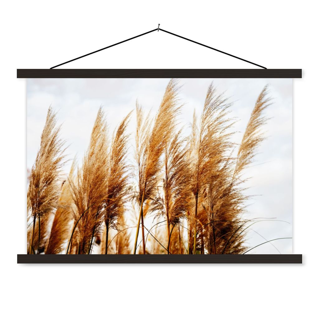 MuchoWow Textilposter Pampasgras - Sonne - Gras 60x40 cm mit schwarzem Rahmen - Hölzernes
