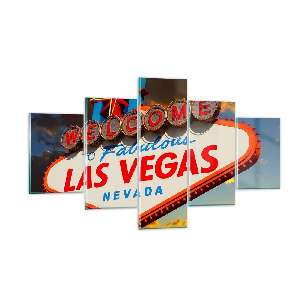 Bilder auf glas - Amerika bestimmungsort las vegas - 125x70cm - Glasbilder - Wandbilder - Kunstdruck - zum Aufhängen bereit - Wanddekoration aus G...