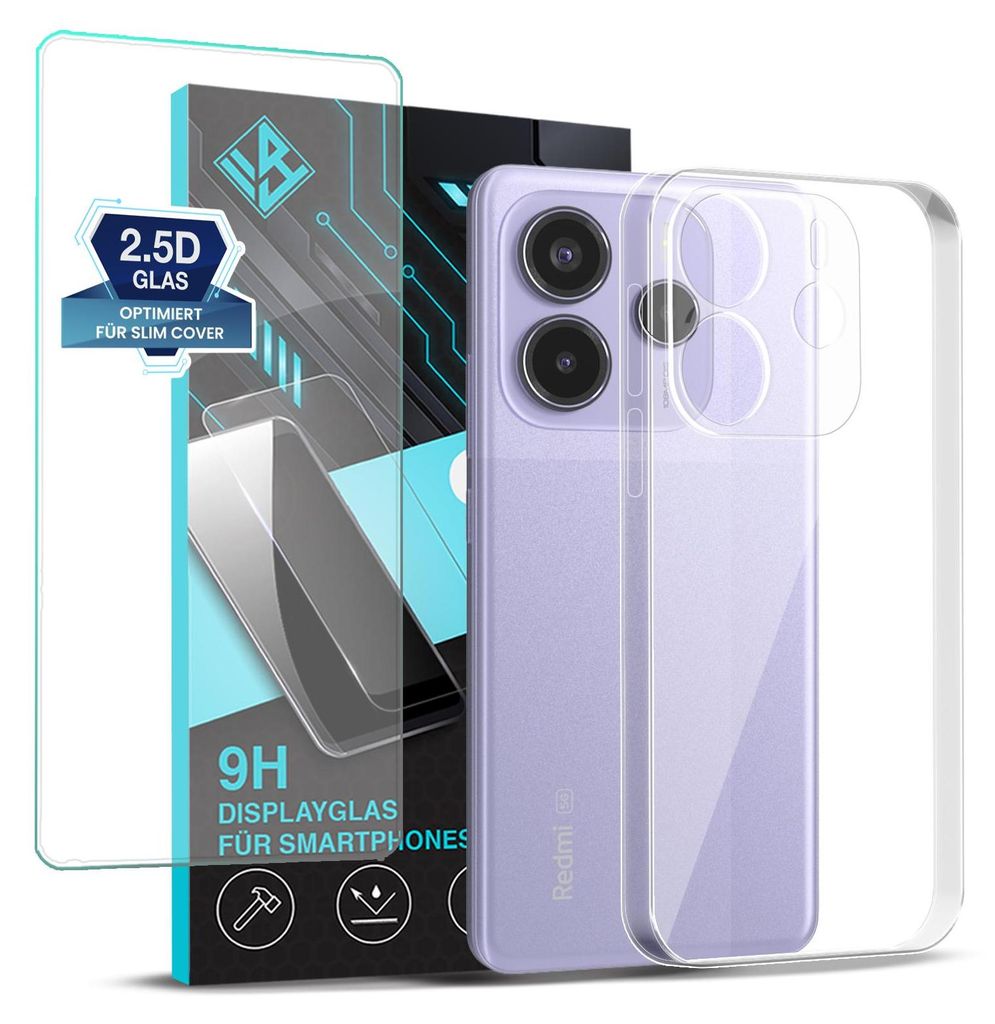 Handyhülle für Xiaomi Redmi Note 14 5G mit 9H Displayglas Produktbild 