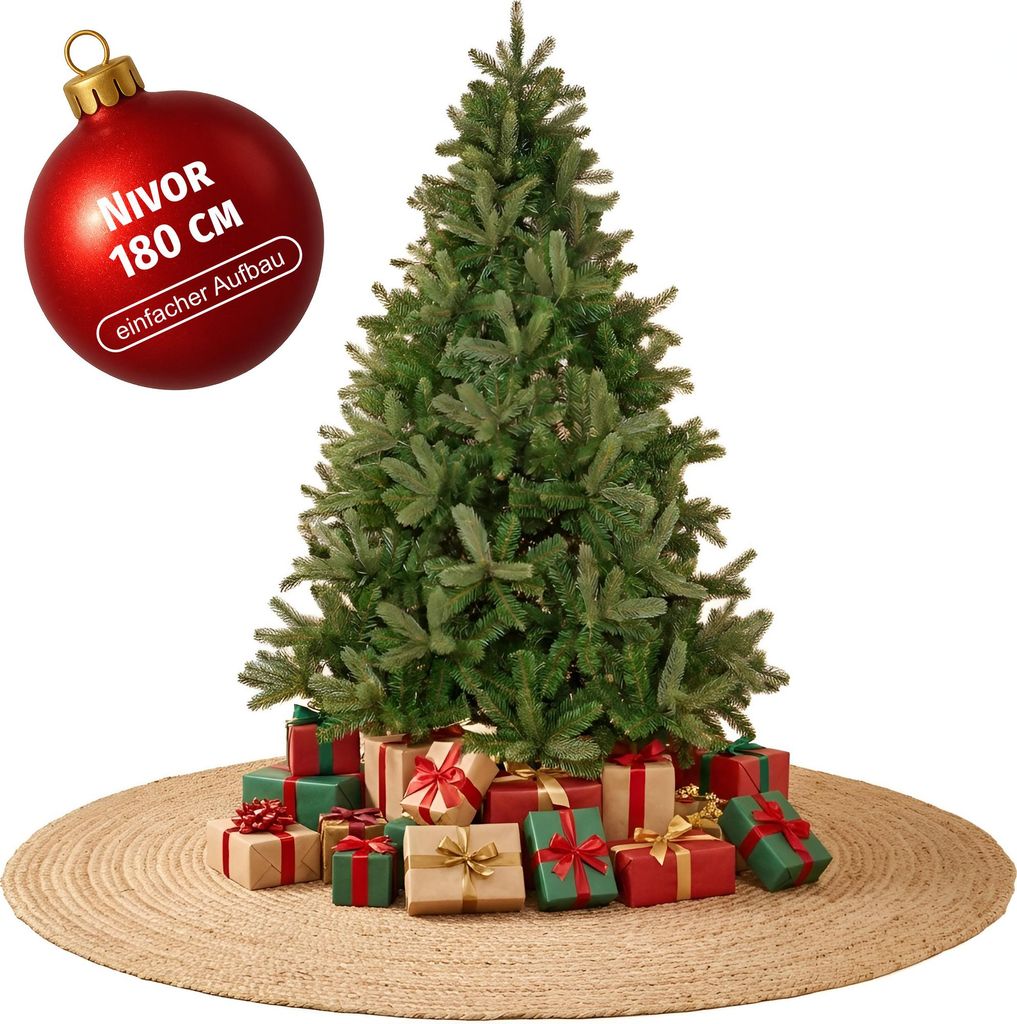 CLGarden Nivor Künstlicher Weihnachtsbaum 180 cm dunkelgrün PE/PVC Spritzguss Mix Tannenbaum künstlich dicht mit Metallständer