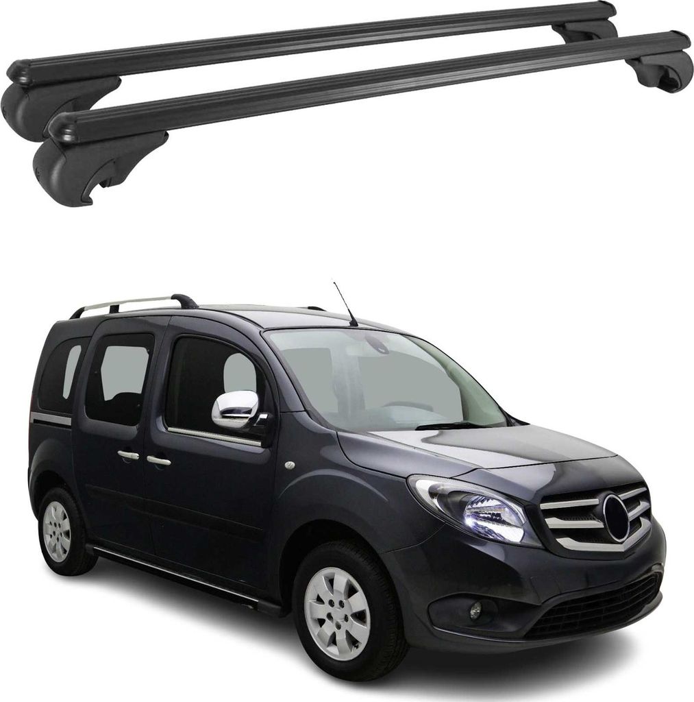 Dachträger Grundtäger für Mercedes Citan W415 2012-2021 75kg Alu Schwarz 2 tlg