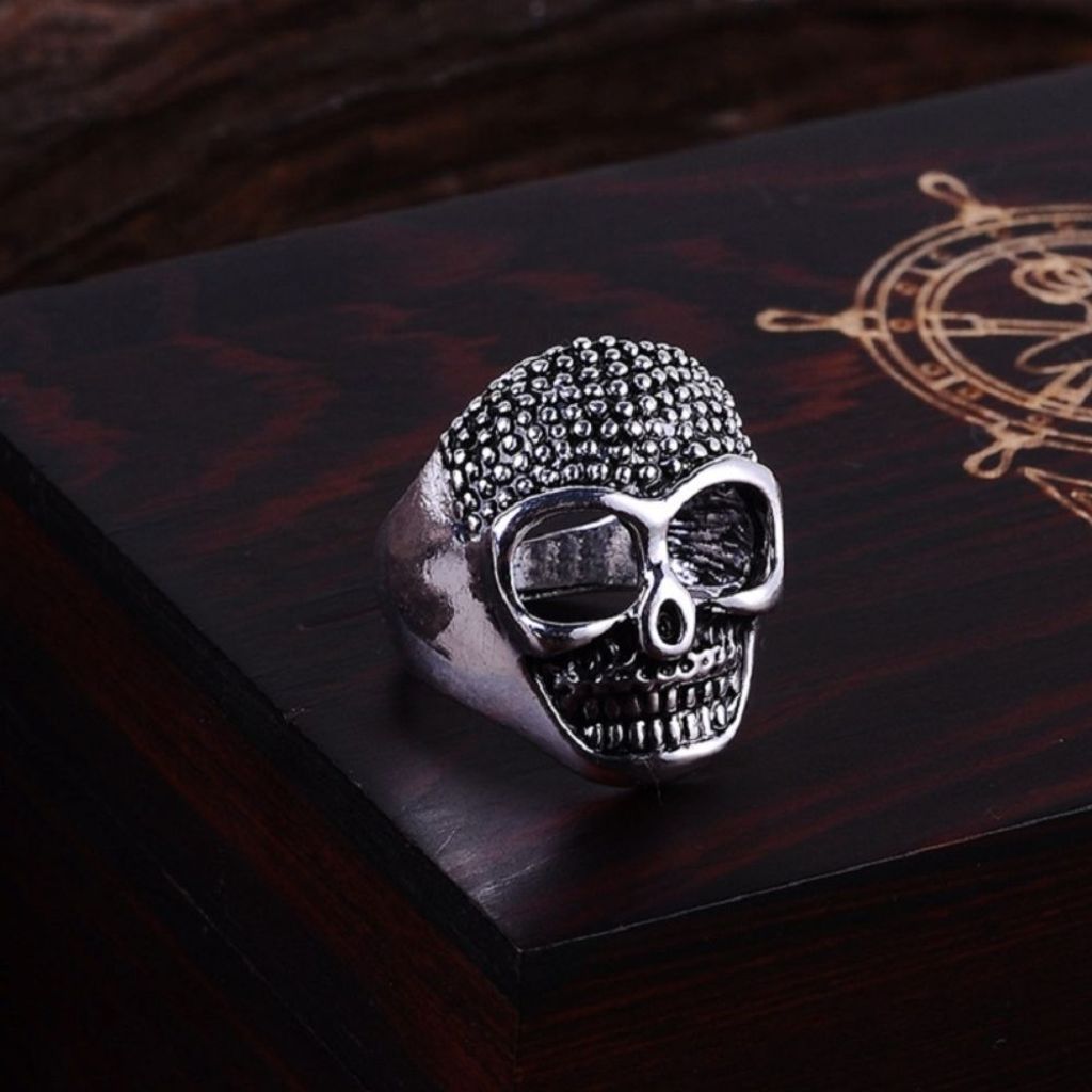 3D Edelstahl Ring Totenkopf Skull Gr. 64 = 20,3 mm Silber