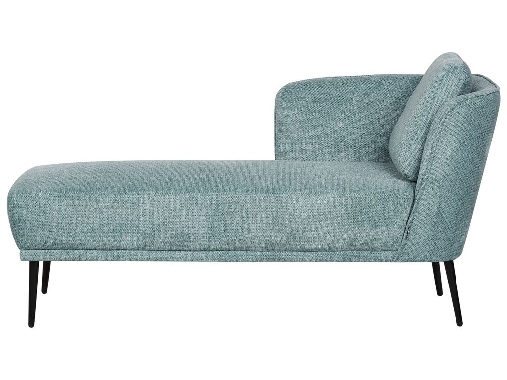 BELIANI Chaiselongue Rechtsseitig Blau Stoffbezug mit Armlehne Kissen Schwarzes Metallgestell Retro-Design Liegesofa Recamière Longchair