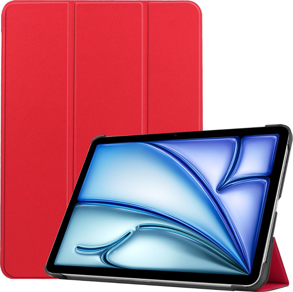 Case2go - Tablet-Hülle geeignet für Apple iPad Air (2024) / Apple iPad Air (2025) - 11 Zoll - Tri-Fold Hülle - Auto/Wake-Funktion - Rot