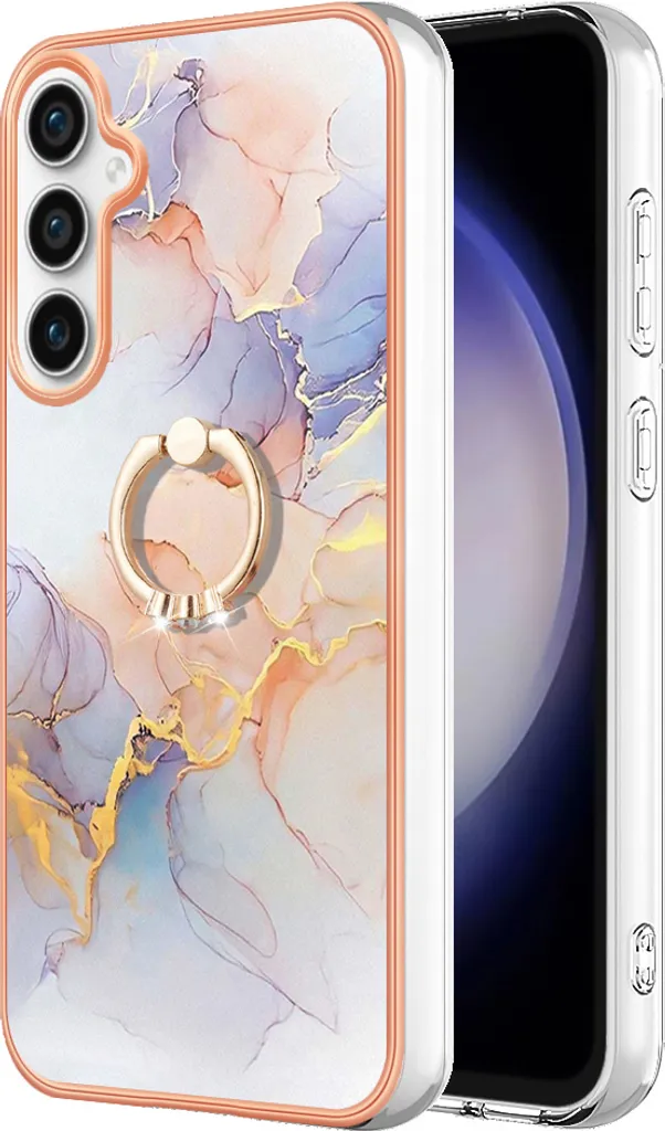 Custodia Samsung S23 FE con Anello Grigio - Silicone Morbido TPU