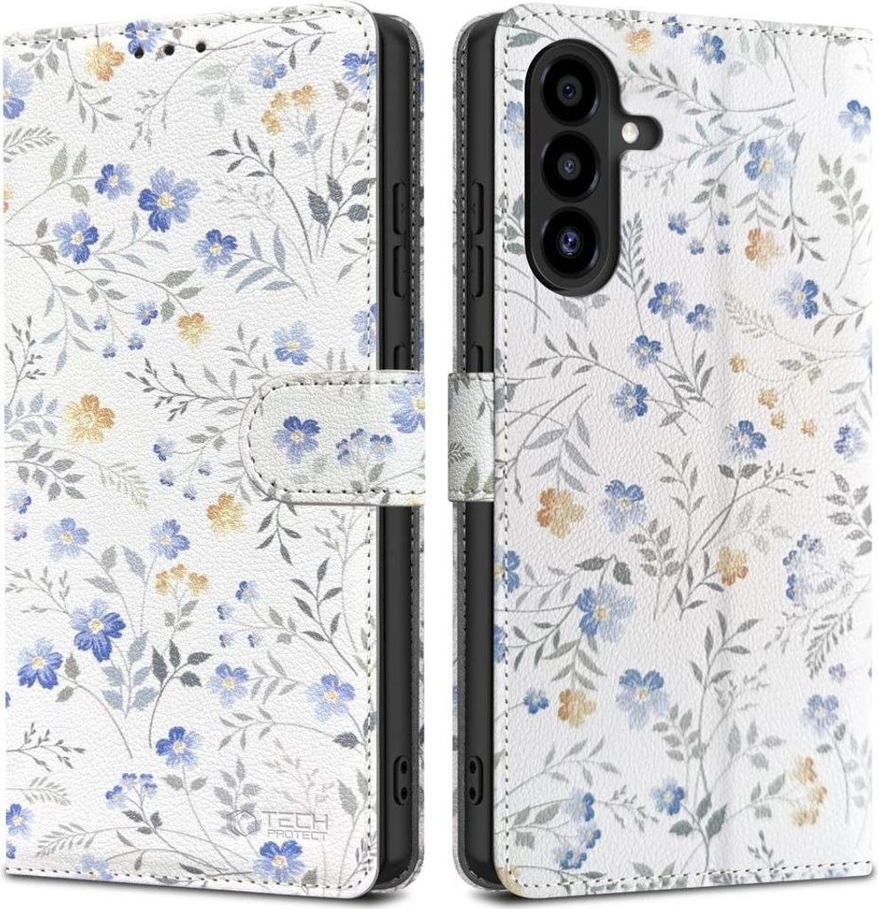 Tech-Protect Geldbörse für Samsung Galaxy A26 5G / A17 4G / 5G - Gänseblümchen mit Blättern
