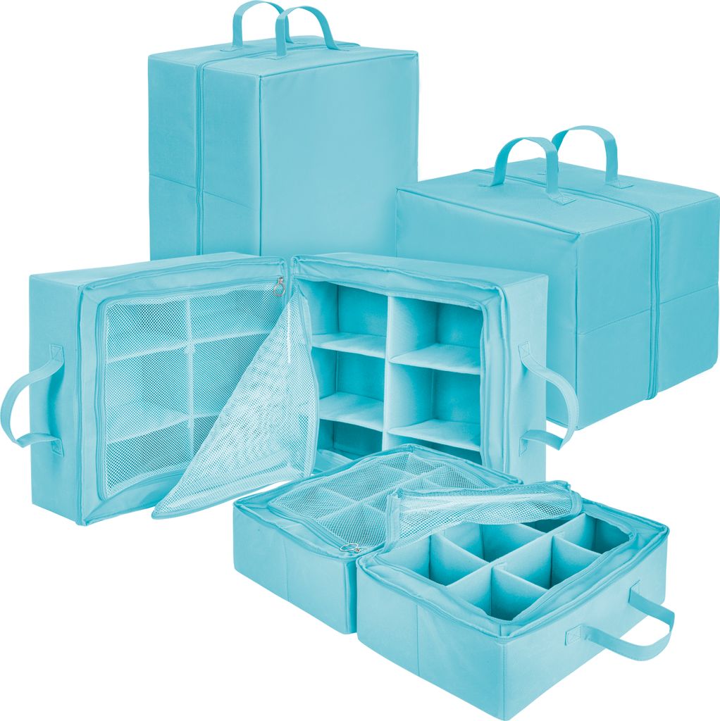 ONVAYA Aufbewahrungsbox Set zweiteilig | hellblau | 1x groß 1x klein | Organizer-Box für Kleidung, Schuhe, Kinderzimmer oder Badezimmer | Aufbe...