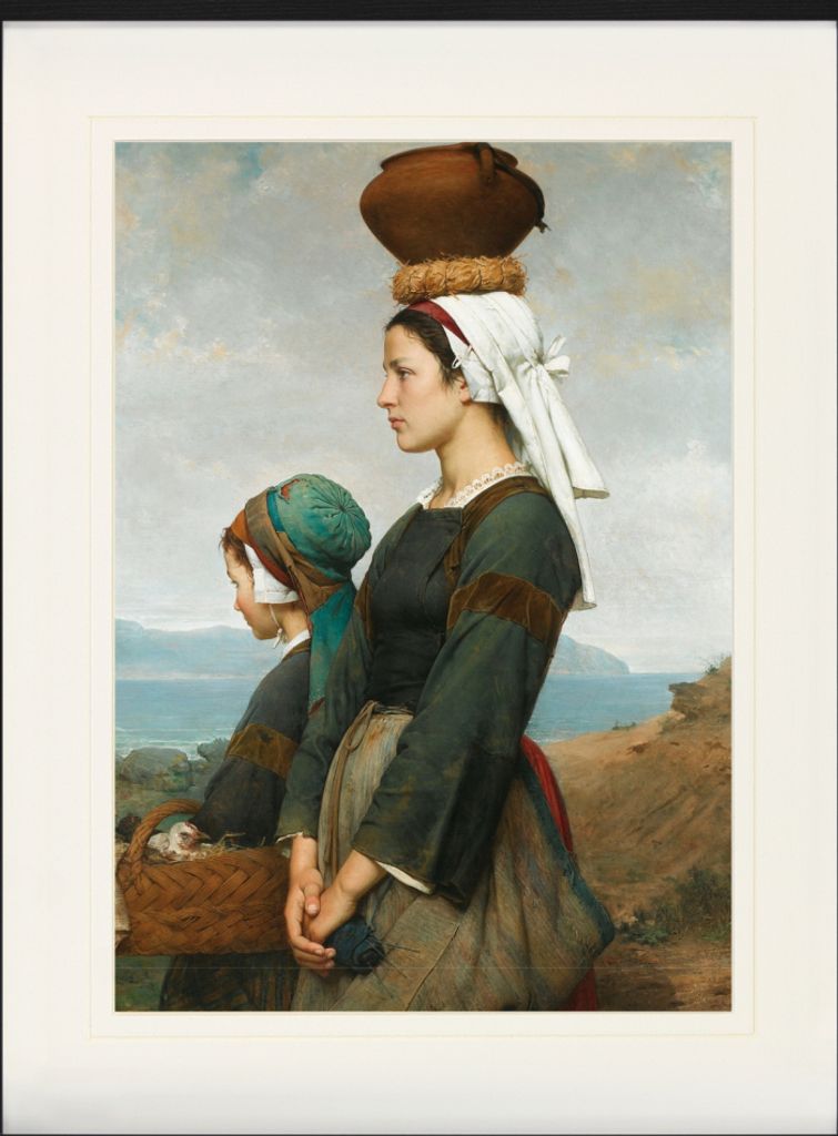 Emile Auguste Hublin Gerahmtes Bild Mit Edlem Passepartout | Wand-Bilder | Im Bilderrahmen - Der Weg Zum Markt, Finistère, 1879 (80 x 60 cm)